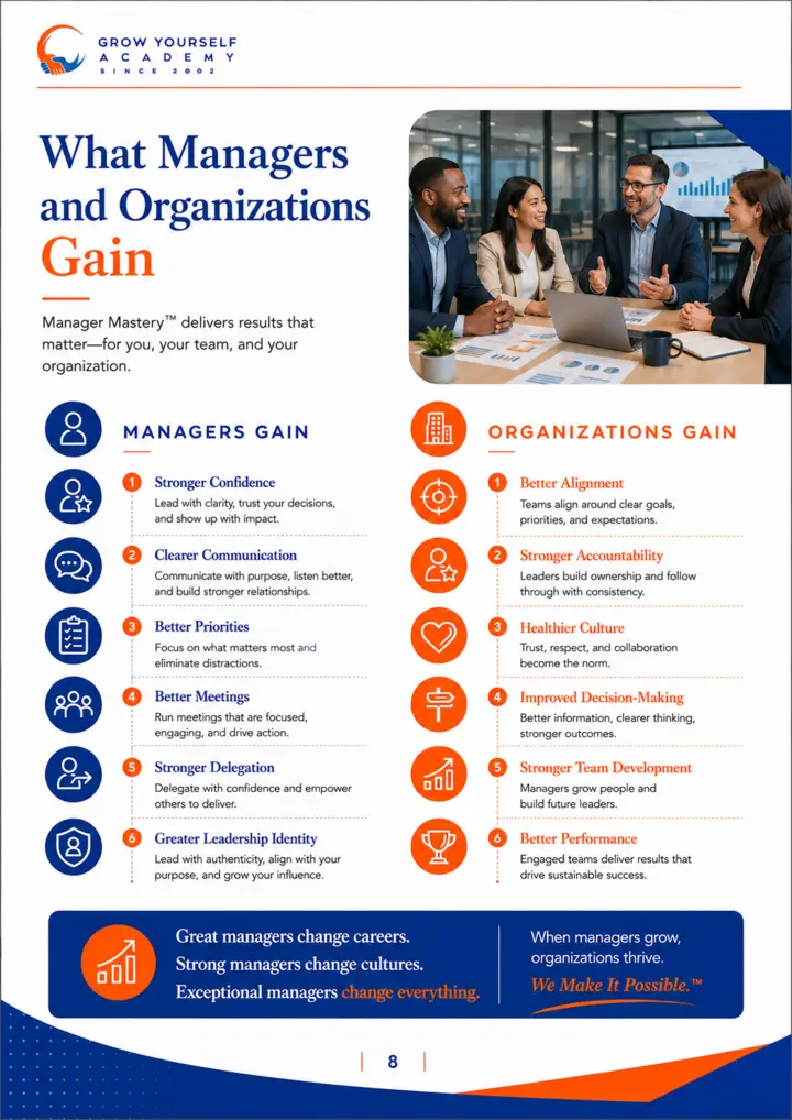 Manager Mastery™ outcomes booklet page